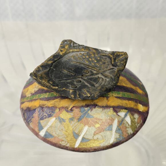 Studio Pottery Abstract Eagles Papier Mache Lidded Jar Urn Pot Signed Kiste - Picture 6 of 12